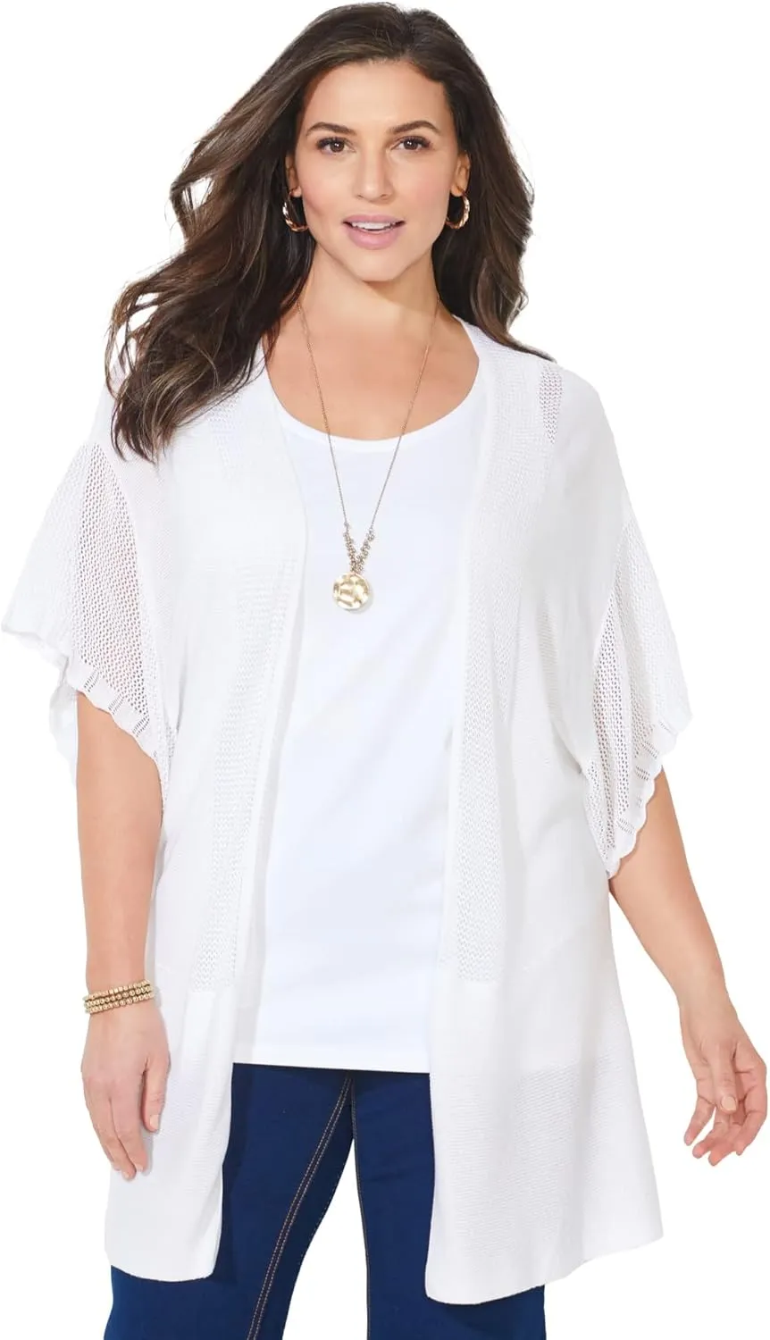 Catherines Women's Plus Size Crochet Cardigan