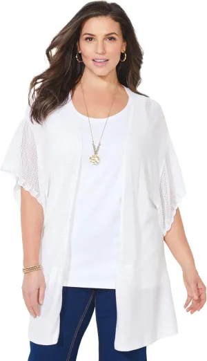 Catherines Women's Plus Size Crochet Cardigan