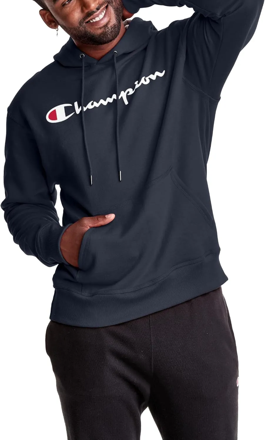 Champion Men's Powerblend Fleece Hoodie Sweatshirt with Script Logo (Regular and Big & Tall)