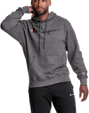 Champion Men's Powerblend Fleece Hoodie Sweatshirt with Script Logo (Regular and Big & Tall)