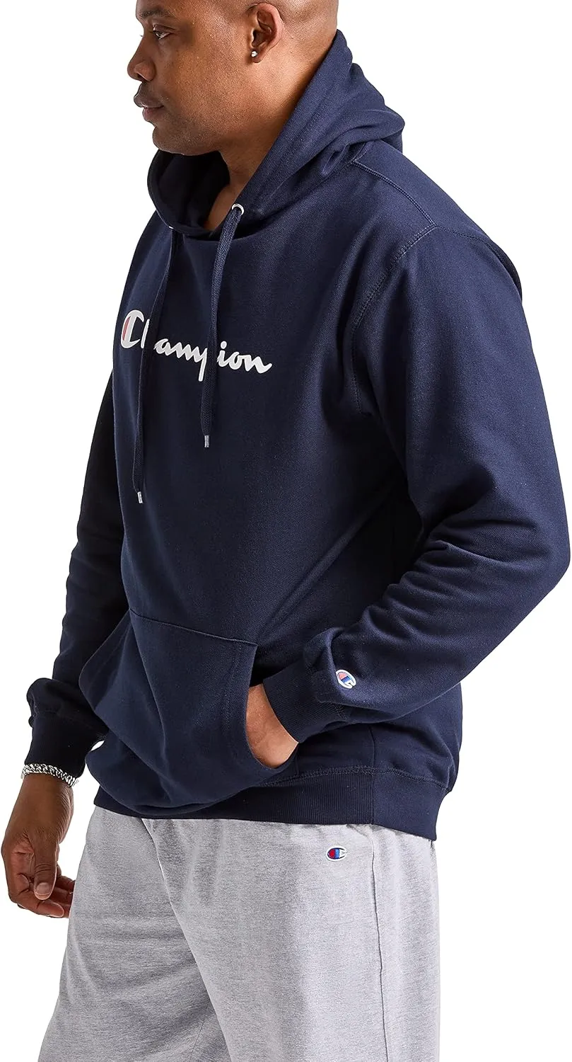 Champion Men's Powerblend Fleece Hoodie Sweatshirt with Script Logo (Regular and Big & Tall)
