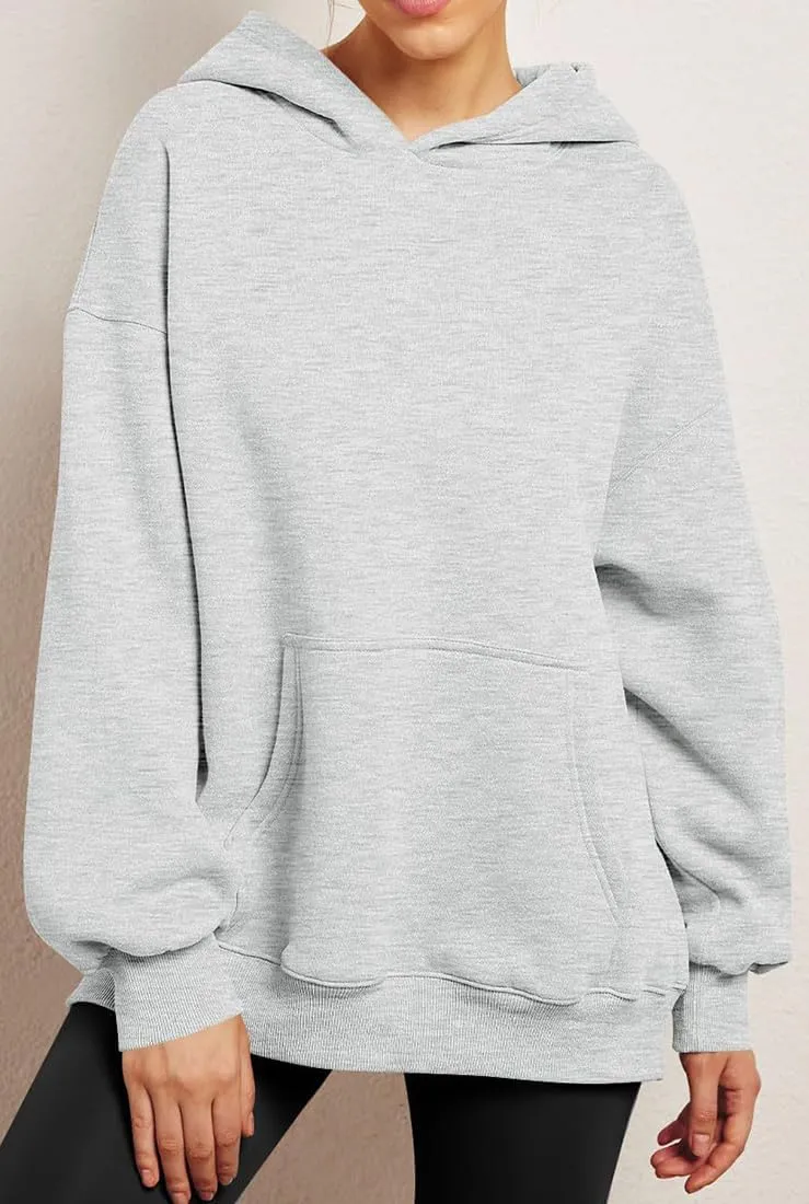 Chaos World Women's Long Sleeve Oversized Pullover Solid Color Y2K Hoodie Fall Winter Sweatshirt with Pocket