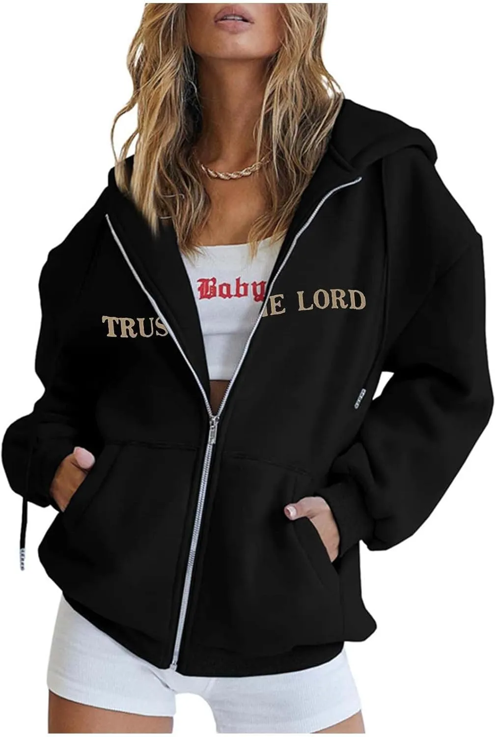 Christian Sweatshirt Women Jesus Loves You Hoodie Oversized Jesus Faith Pullover Inspirational Long Sleeve Tops