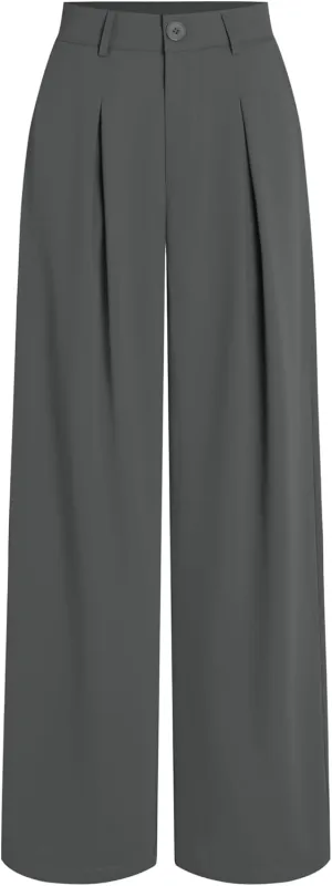 CIDER Milk Tea Pleated Wide Leg Trousers