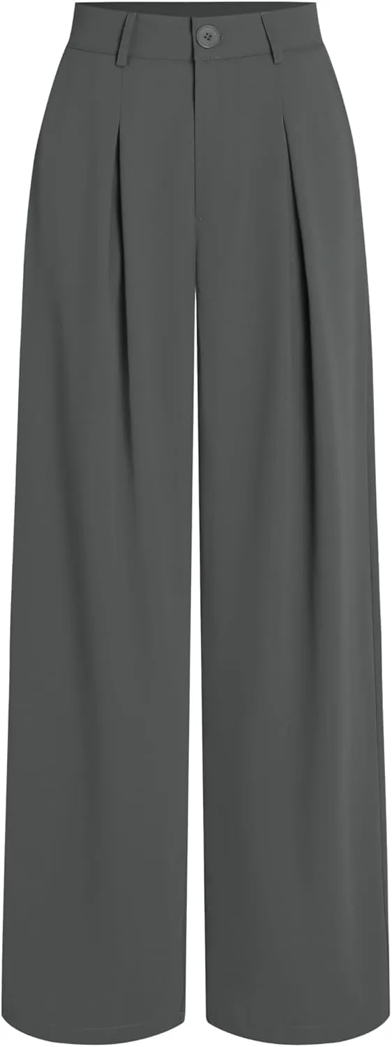 CIDER Milk Tea Pleated Wide Leg Trousers
