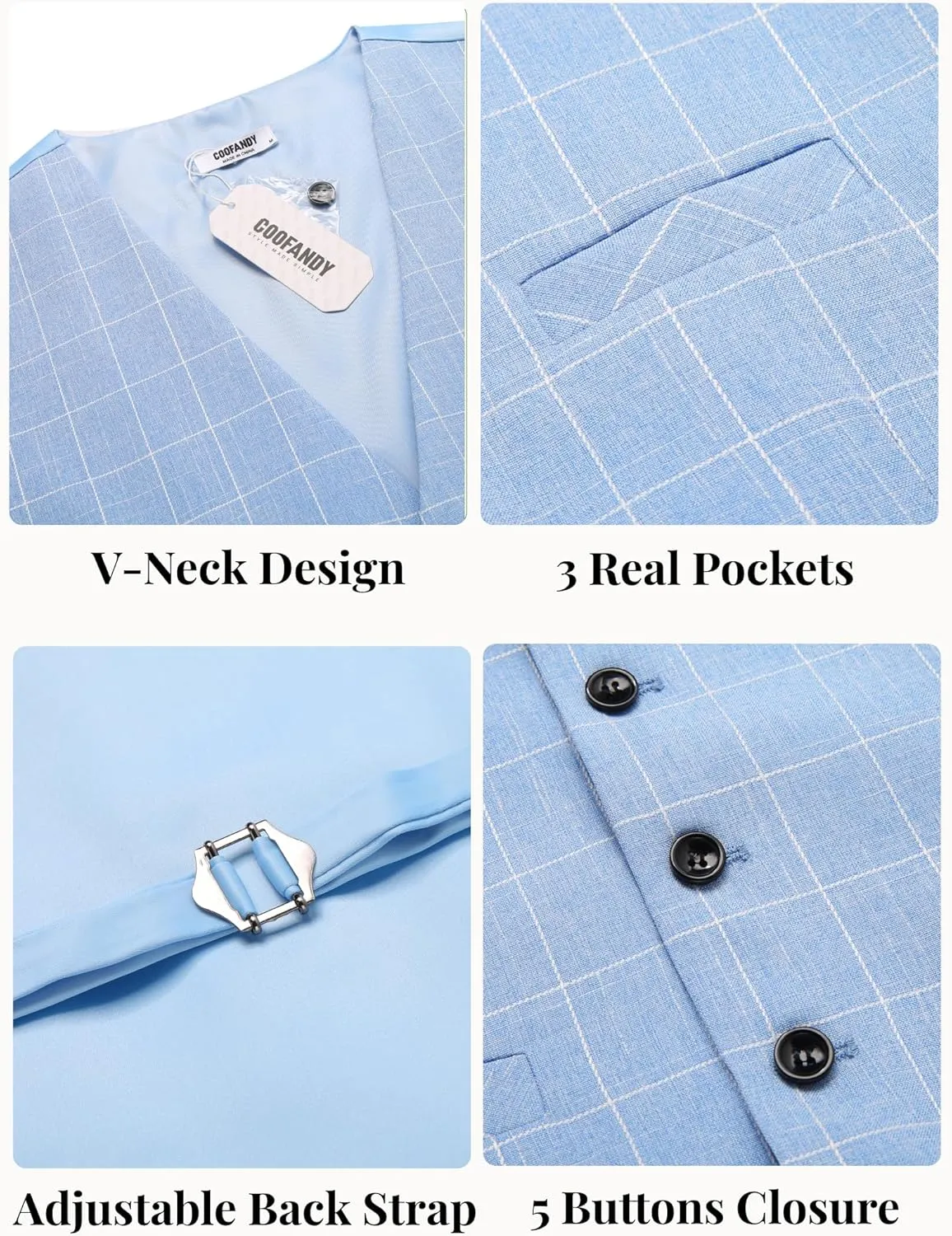 COOFANDY Men Casual Suit Vest Formal Dress Vest Slim Fit Waistcoat Business Wedding