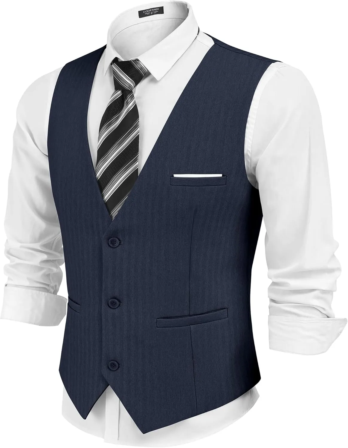 COOFANDY Mens Dress Vest Casual Business Waistcoat Formal Wedding 3 Button Suit Vest