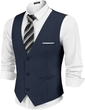 COOFANDY Mens Dress Vest Casual Business Waistcoat Formal Wedding 3 Button Suit Vest