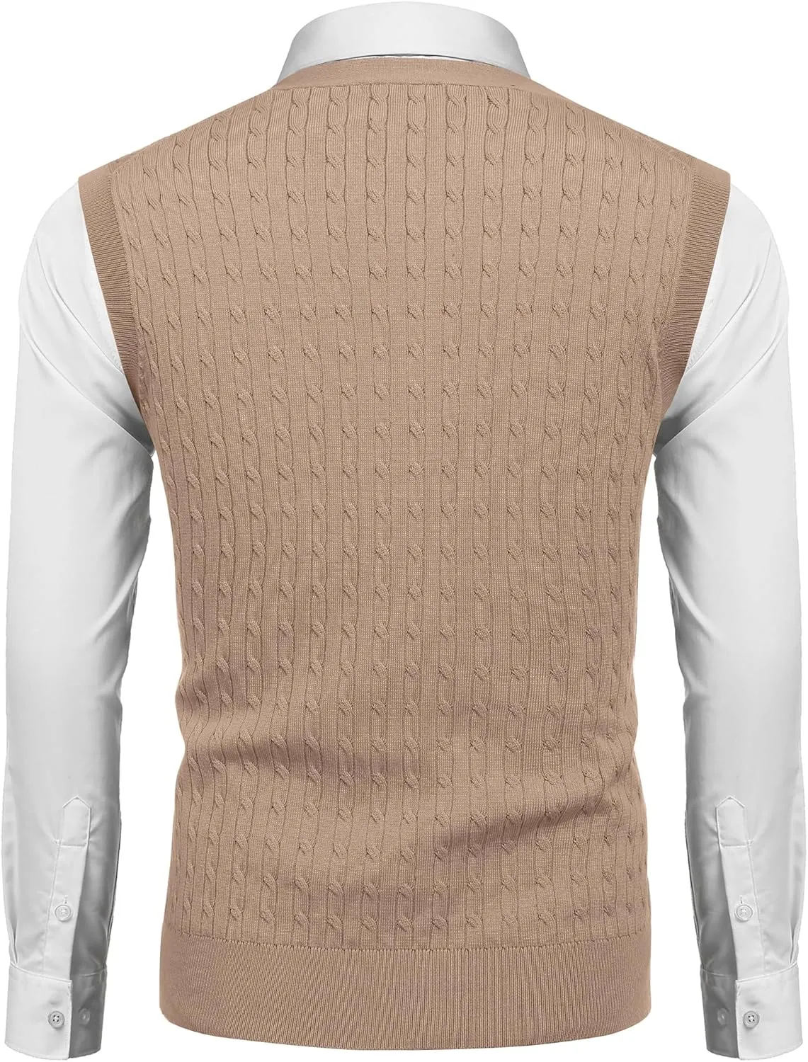 COOFANDY Men's Sleeveless Sweater Vest V-Neck Casual Cable Knit Button Down Cardigan Vest