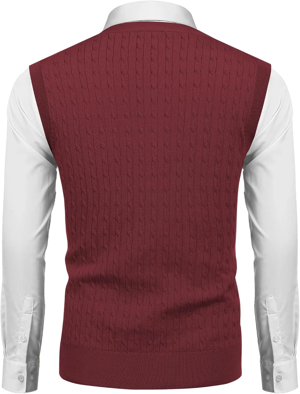 COOFANDY Men's Sleeveless Sweater Vest V-Neck Casual Cable Knit Button Down Cardigan Vest