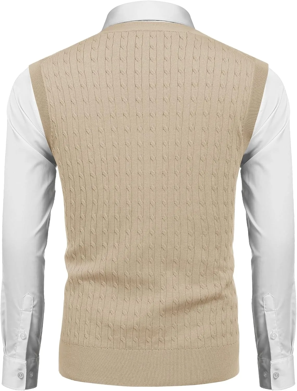 COOFANDY Men's Sleeveless Sweater Vest V-Neck Casual Cable Knit Button Down Cardigan Vest