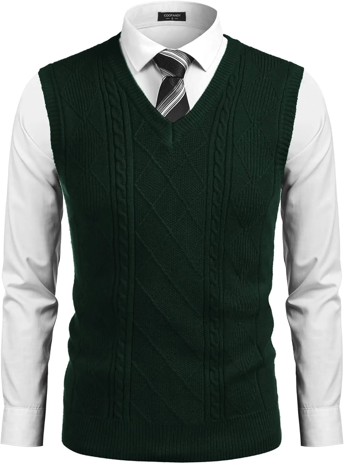 COOFANDY Men's Sweater Vest V Neck Pullover Sweater Sleeveless Knit Casual Slim Fit Vest