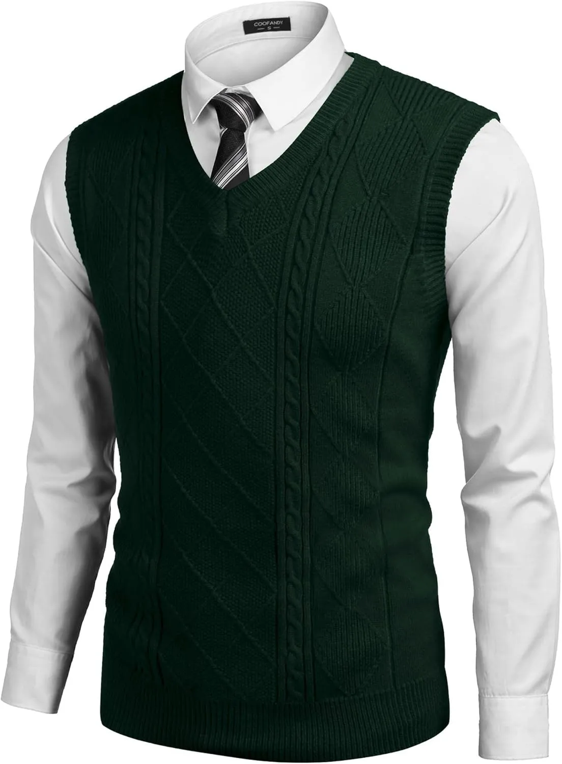 COOFANDY Men's Sweater Vest V Neck Pullover Sweater Sleeveless Knit Casual Slim Fit Vest