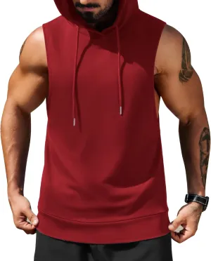 COOFANDY Sleeveless Hoodies for Men Workout Hooded Tank Tops Muscle Cut Off Shirts Bodybuilding Gym Shirt