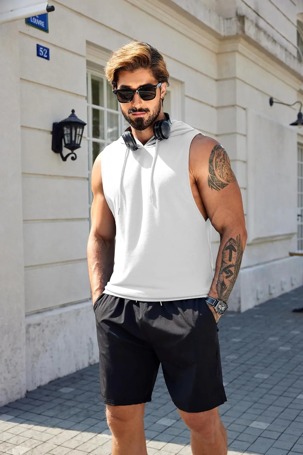 COOFANDY Sleeveless Hoodies for Men Workout Hooded Tank Tops Muscle Cut Off Shirts Bodybuilding Gym Shirt