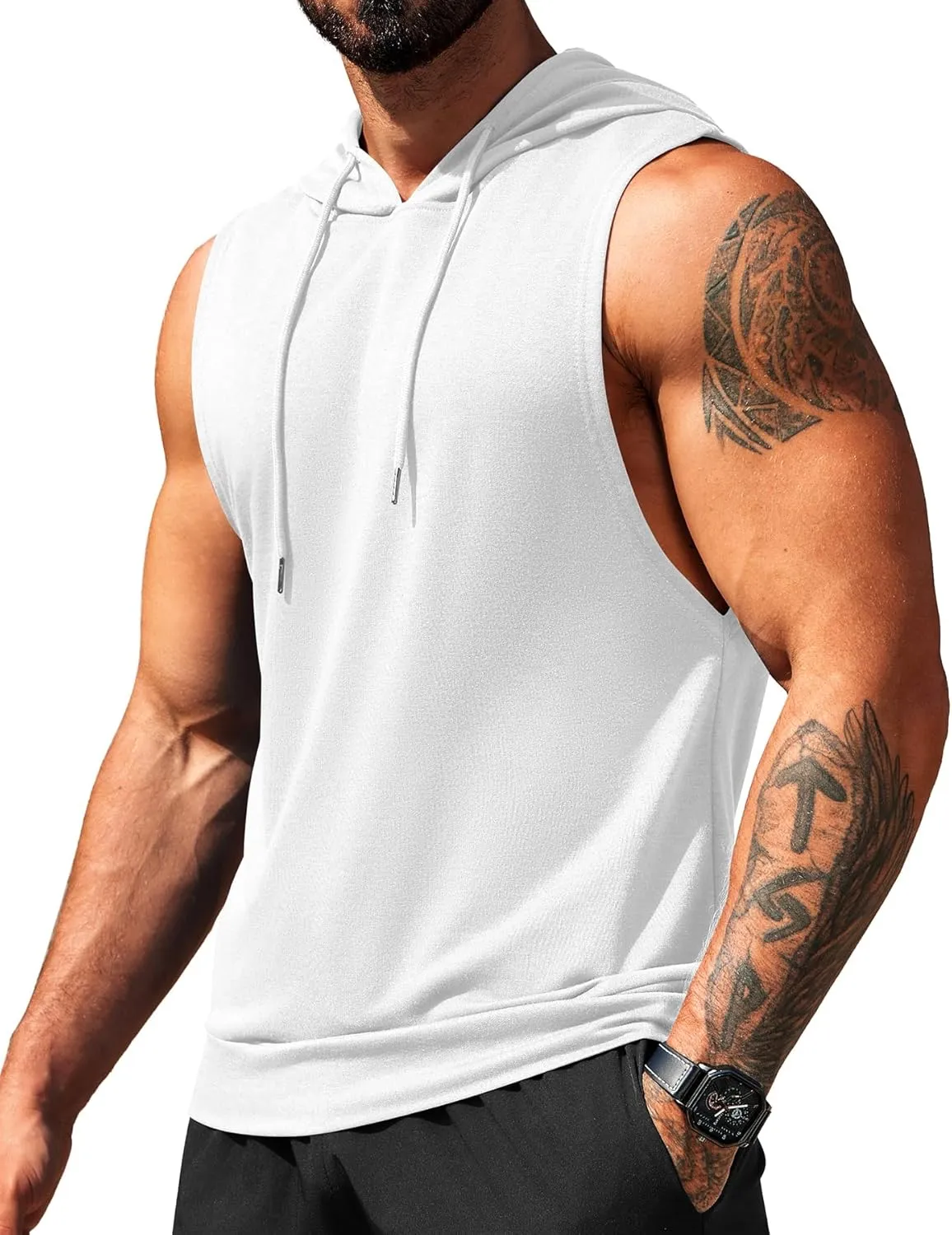 COOFANDY Sleeveless Hoodies for Men Workout Hooded Tank Tops Muscle Cut Off Shirts Bodybuilding Gym Shirt