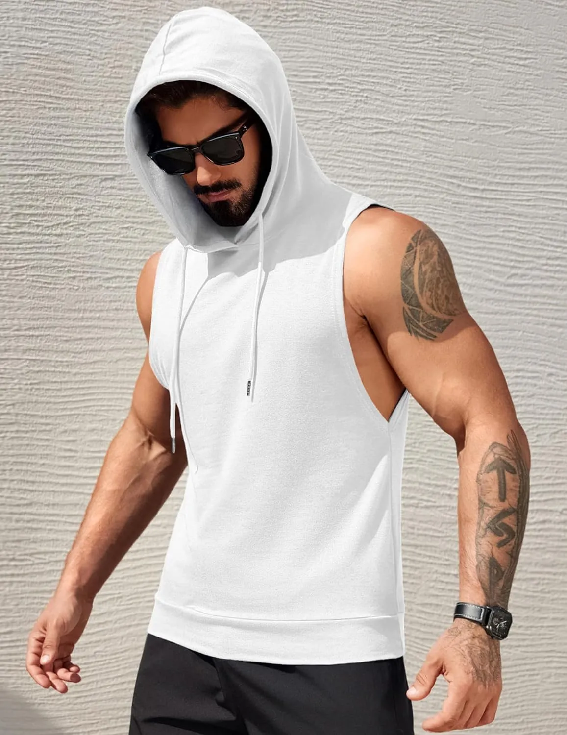 COOFANDY Sleeveless Hoodies for Men Workout Hooded Tank Tops Muscle Cut Off Shirts Bodybuilding Gym Shirt