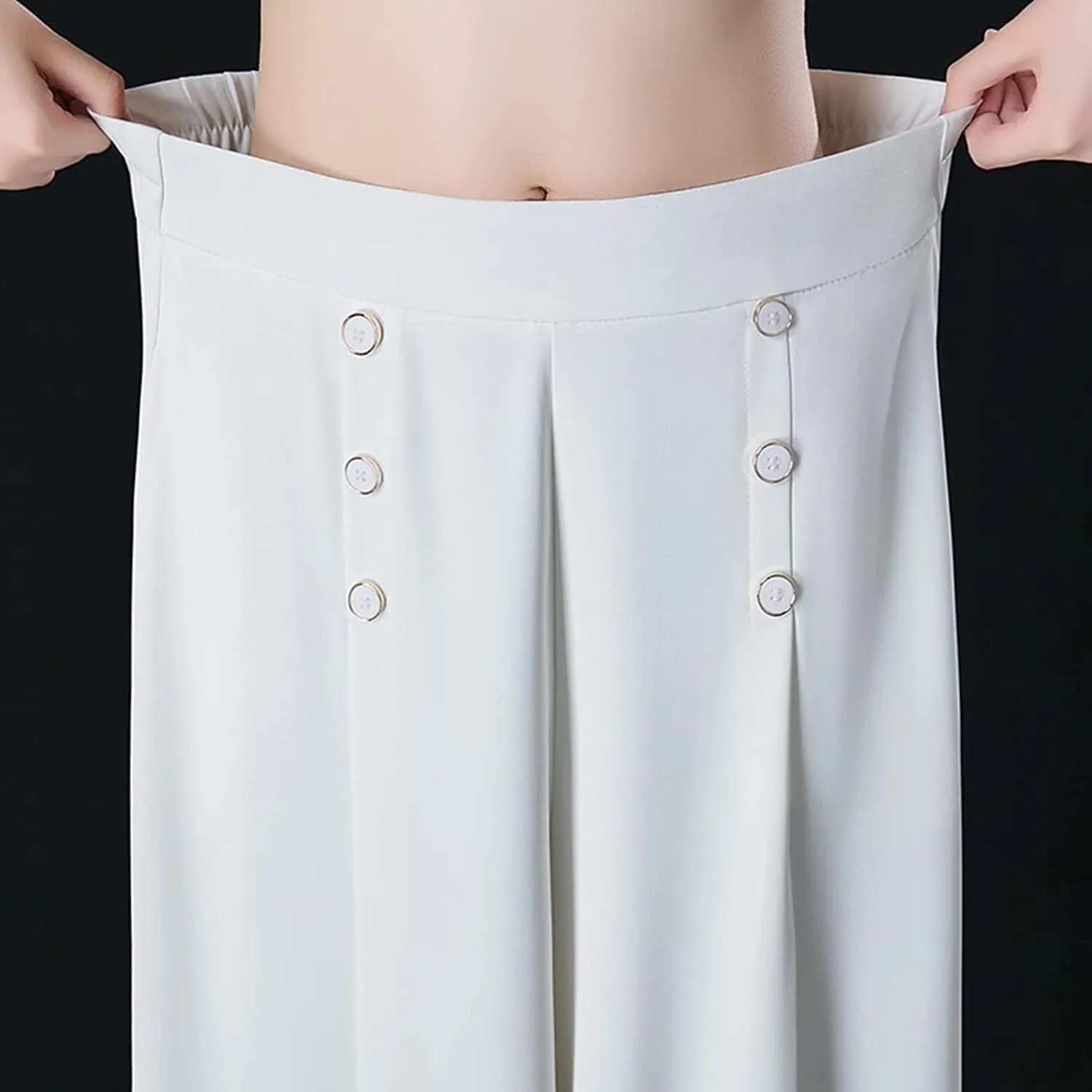Cool and Slim Stylish Pleated Wide-Leg Pants,High Waisted Double Breasted Wide Leg Pants,Pleated High Waist Pants
