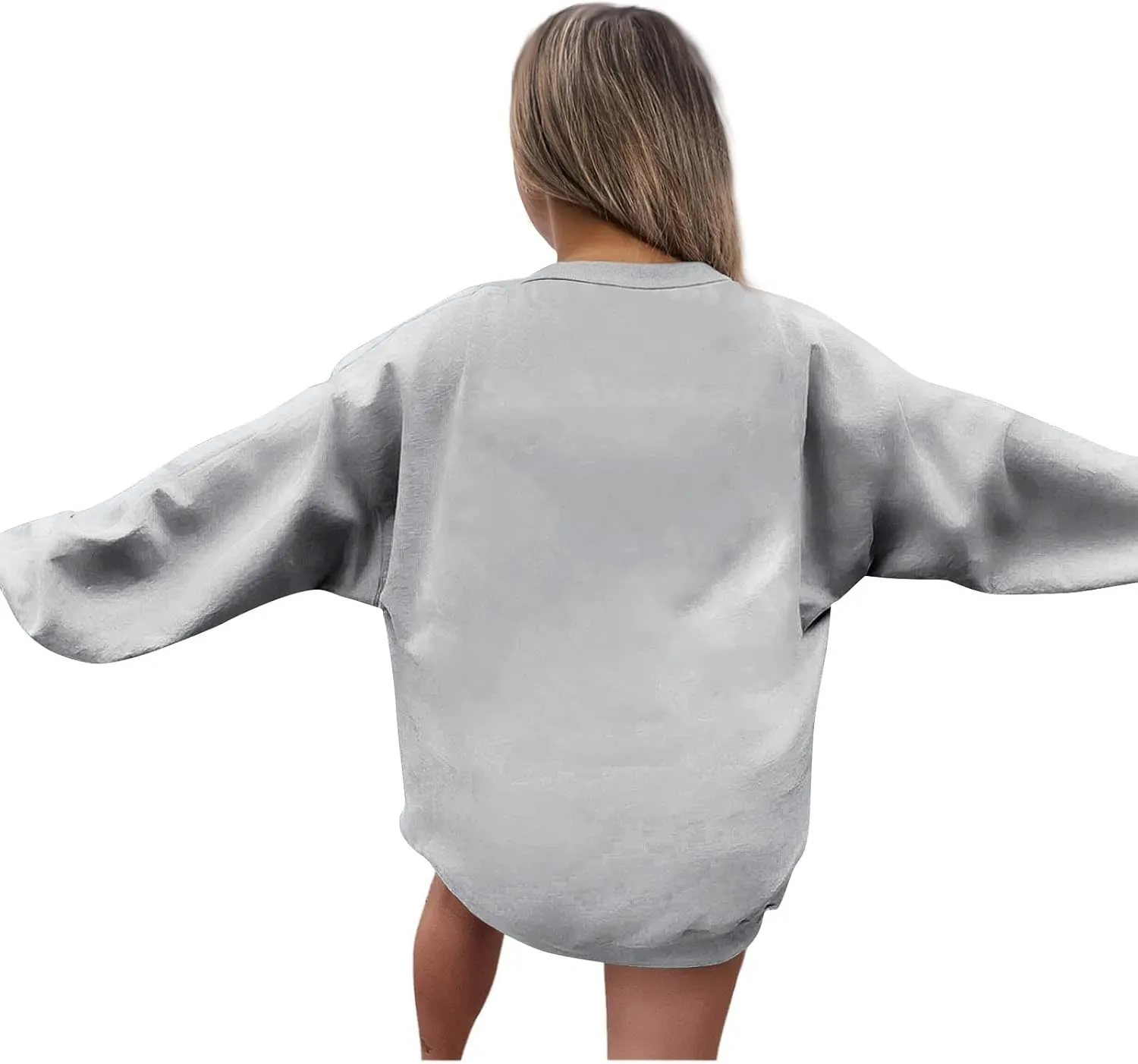 Crewneck Sweatshirts Women Fleece Oversized Hoodie Long Sleeve Shirts Loose Fitting Tops Drop Shoulder Pullover