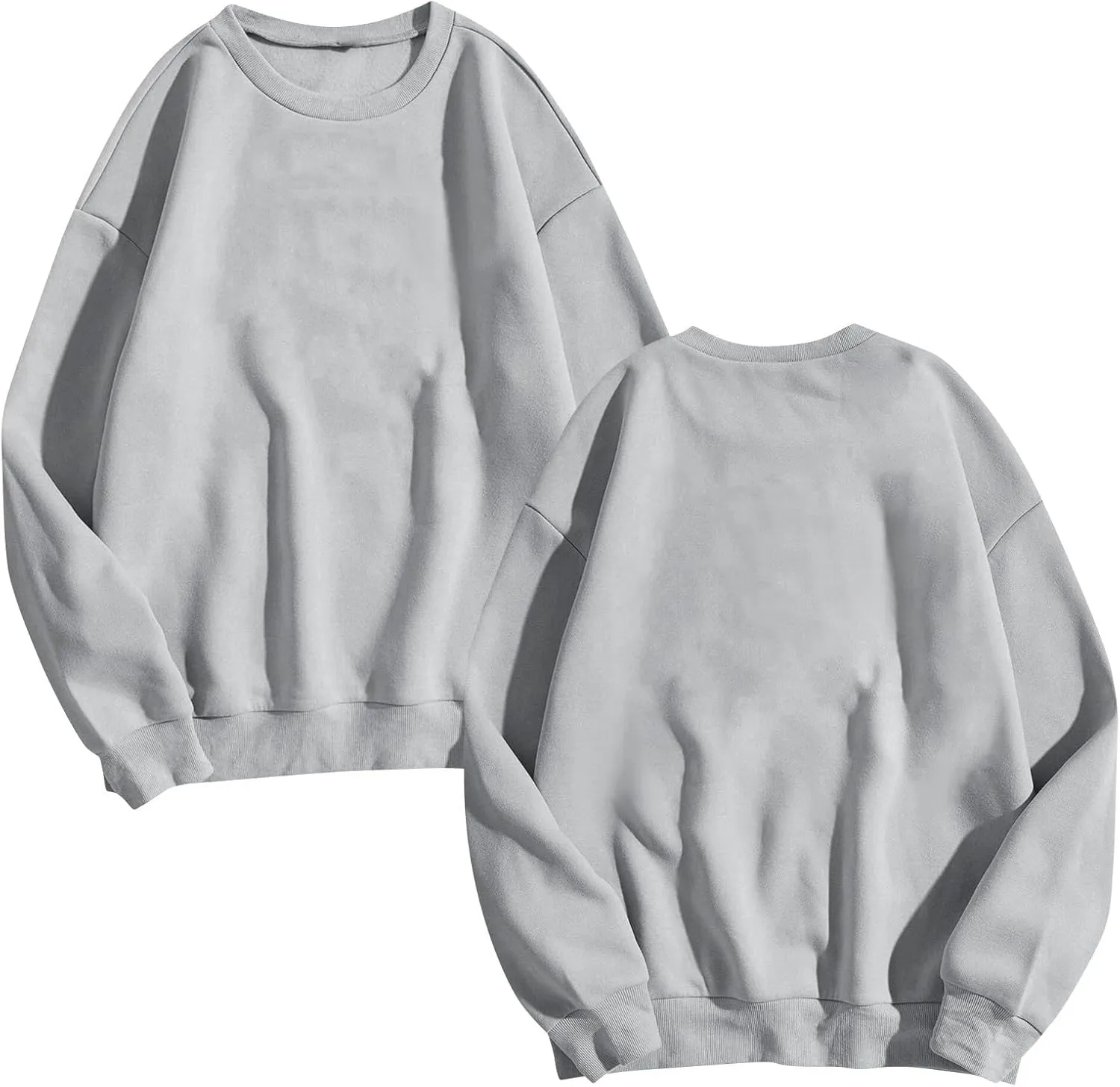 Crewneck Sweatshirts Women Fleece Oversized Hoodie Long Sleeve Shirts Loose Fitting Tops Drop Shoulder Pullover