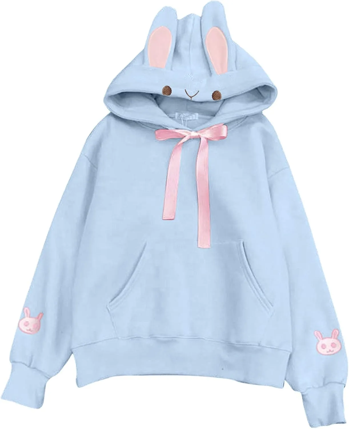 Cute Hoodies For Women Oversized Y2K Pullover Bunny Ear Hooded Sweatshirts With Pockets Long Sleeve Outfits Fall Clothes 2023