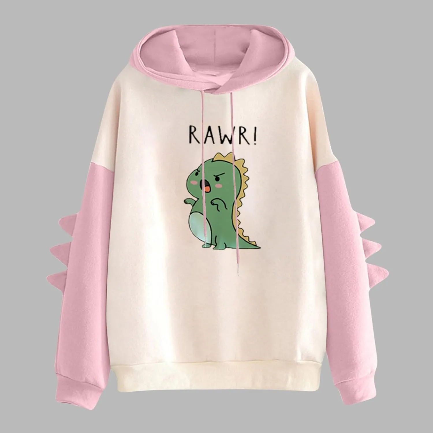 Cute Hoodies for Women Teen Girls Kawaii Japanese Dinosaur Hoodie Tops Stitching Long Sleeve Hooded Sweatshirts