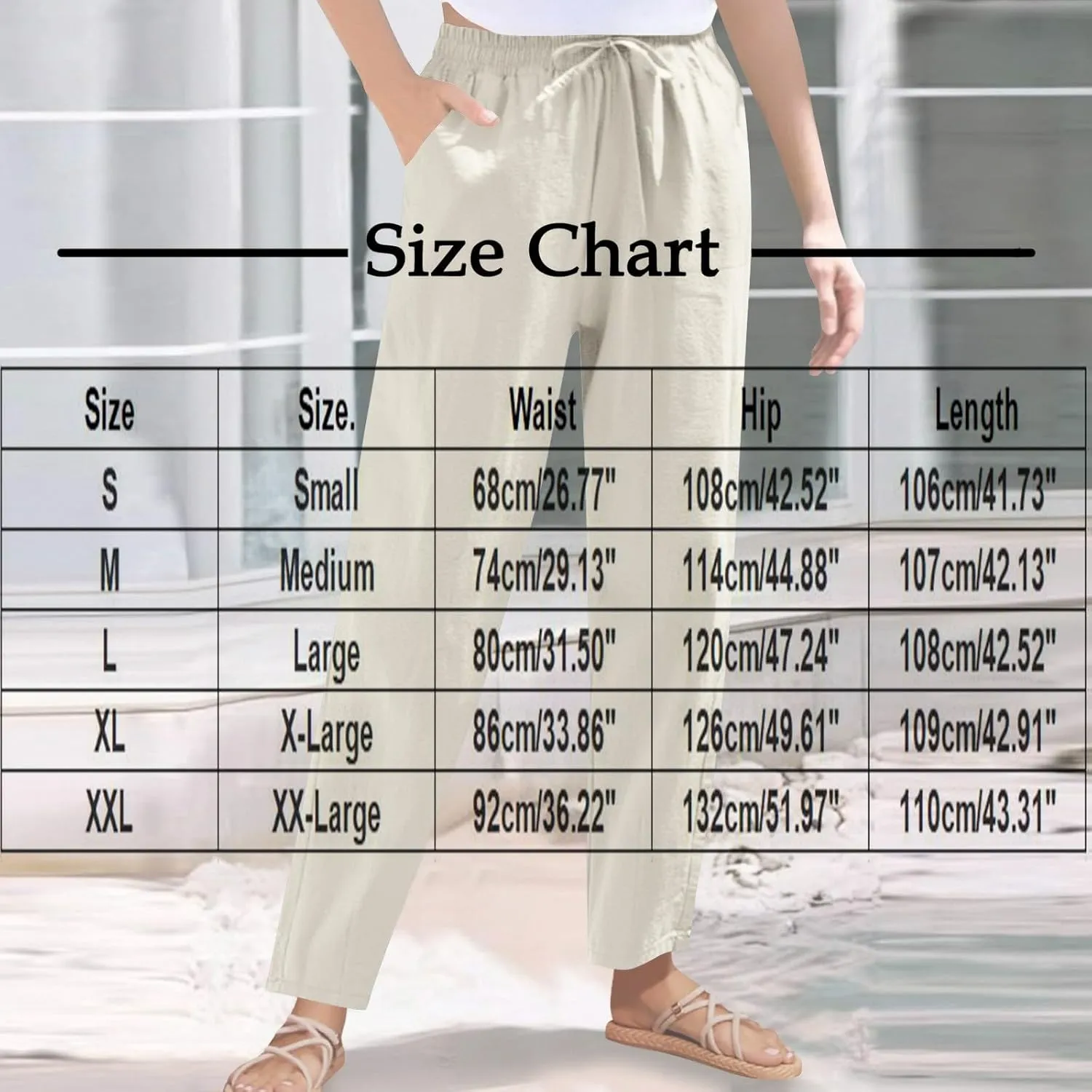 DDAPJ pyju Women High Waisted Linen Pants 2025 Summer Casual Drawstring Waist Pants Wide Leg Trousers with Pockets