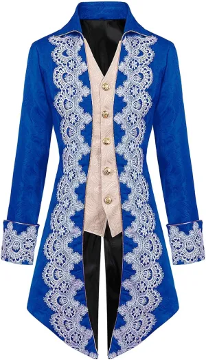 Dgoopd Mens Vintage Tailcoat Jacket Gothic Victorian Frock Coat Steampunk Gothic Medieval Jacket Victorian Halloween Costume