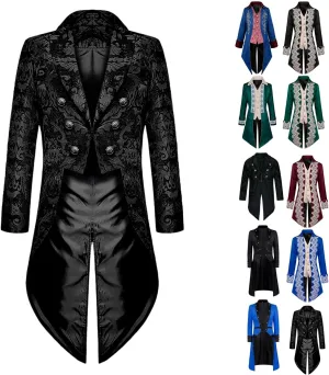 Dgoopd Mens Vintage Tailcoat Jacket Gothic Victorian Frock Coat Steampunk Gothic Medieval Jacket Victorian Halloween Costume