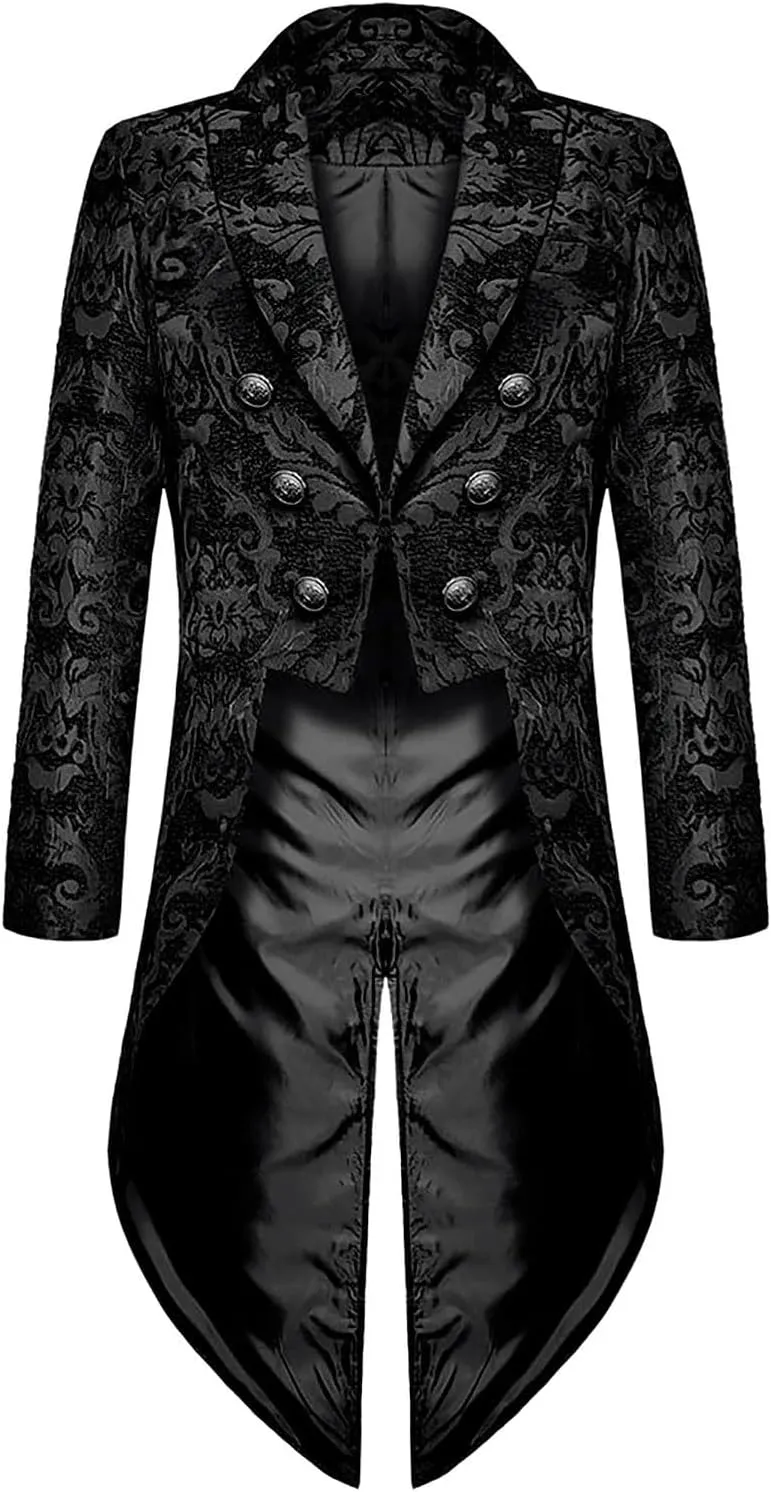 Dgoopd Mens Vintage Tailcoat Jacket Gothic Victorian Frock Coat Steampunk Gothic Medieval Jacket Victorian Halloween Costume