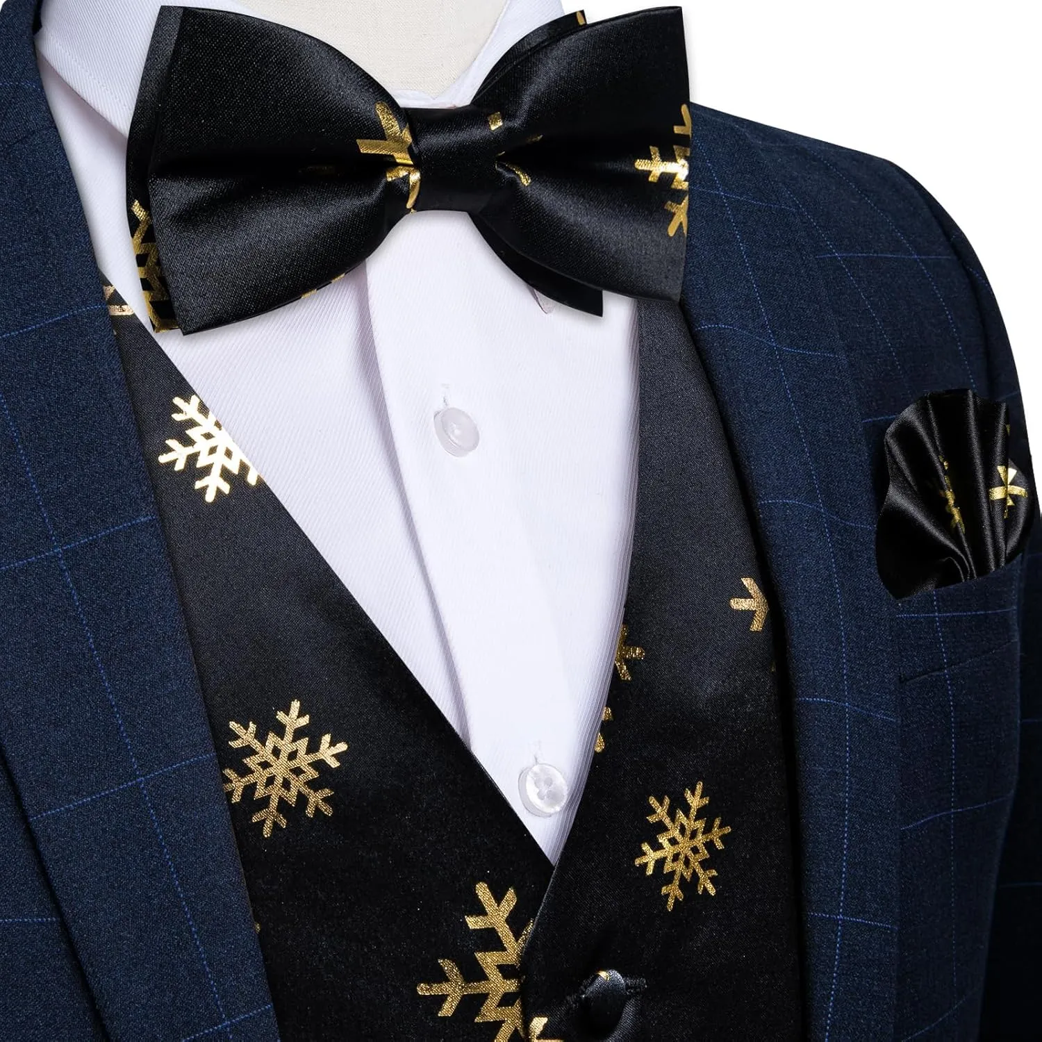 DiBanGu Mens Christmas Suit Vest Festive Xmas Dress Waistcoat and Bowtie Set Vacation Holiday Dress Vest for Tuxedo Party