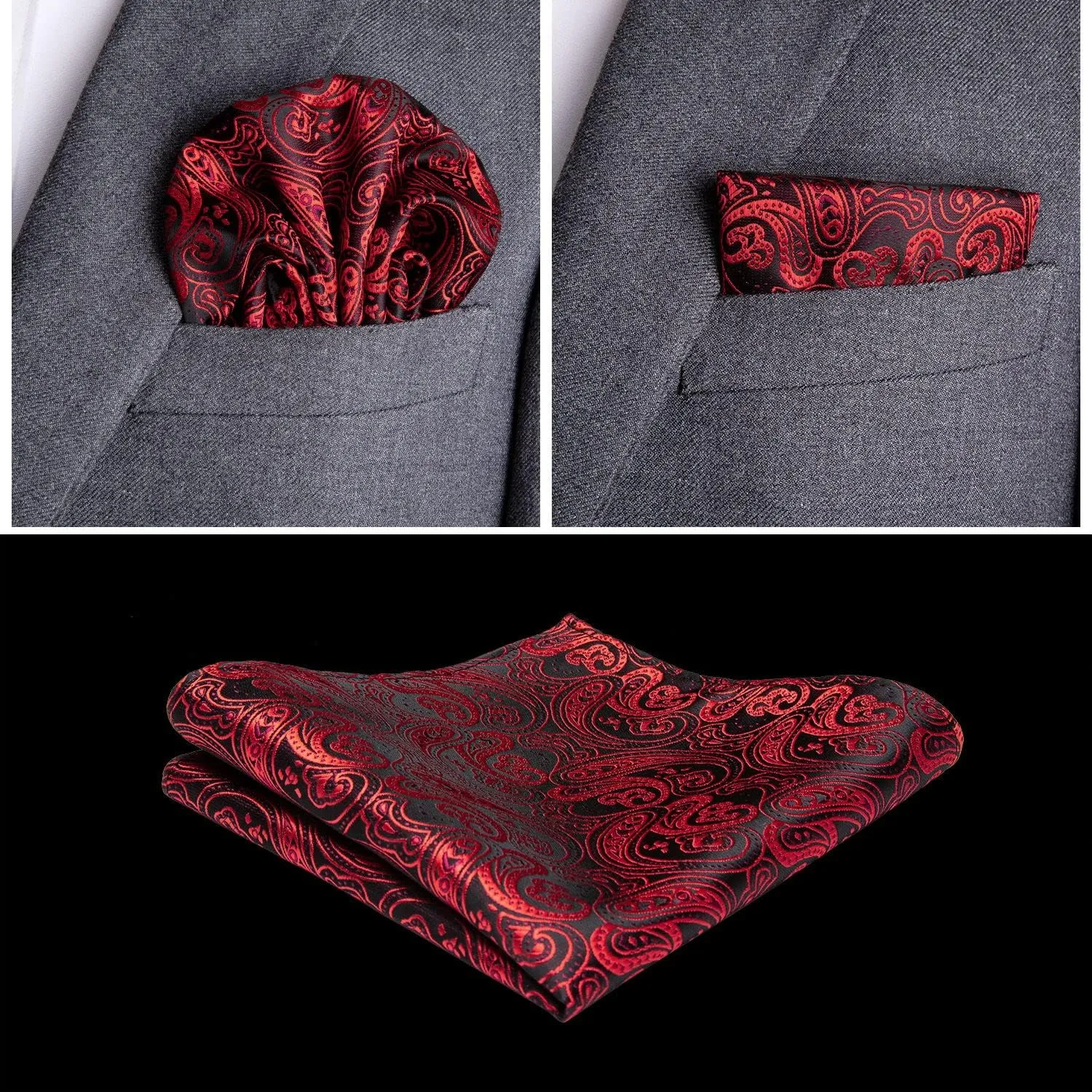 DiBanGu Mens Paisley Suit Waistcoat Silk Dress Vest and Necktie Pocket Square Cufflinks for Wedding Party