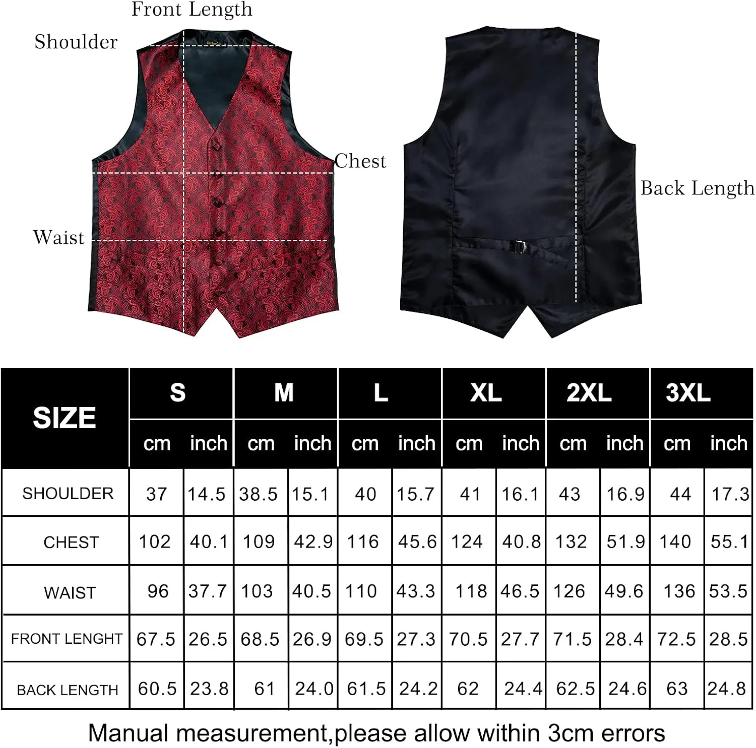 DiBanGu Mens Paisley Suit Waistcoat Silk Dress Vest and Necktie Pocket Square Cufflinks for Wedding Party