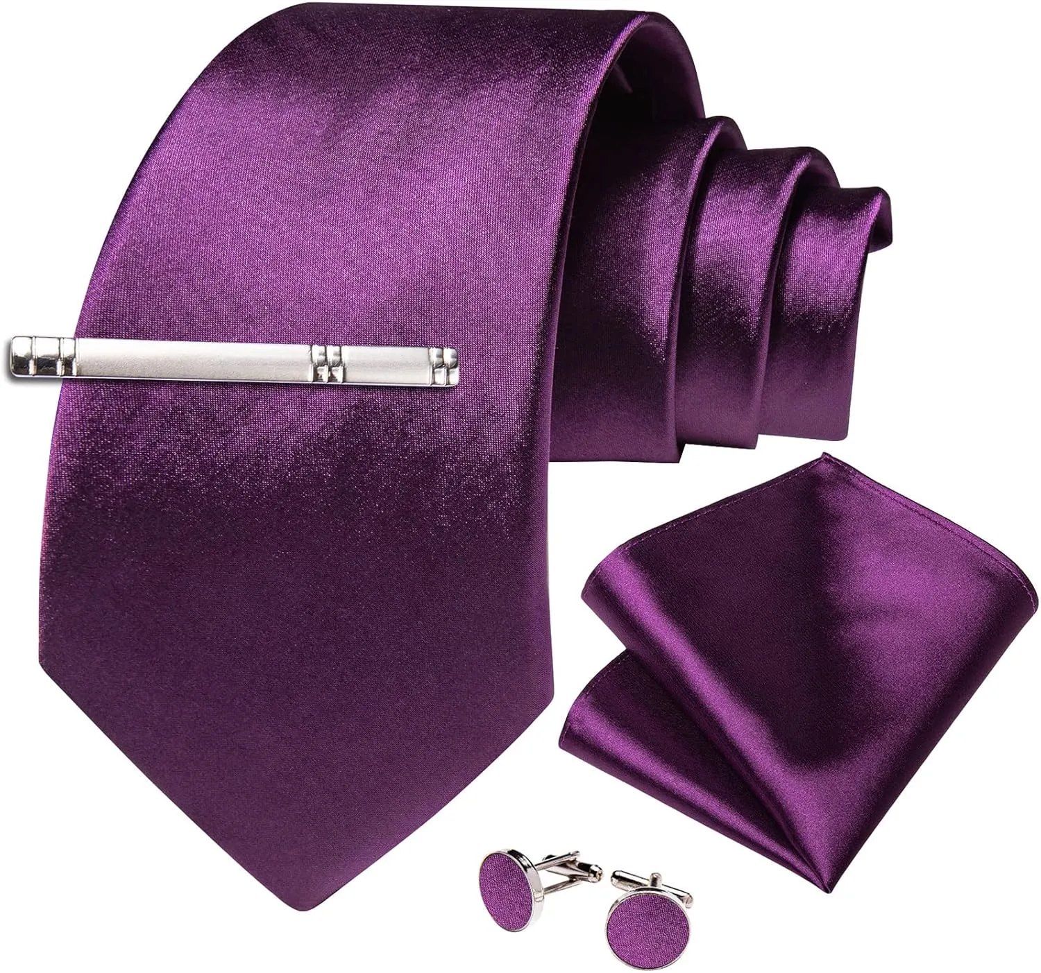 DiBanGu Men's Satin Suit Vest & Tie Set 5PCS Solid Color Dress Waistcoat for Suit or Tuxedo Wedding Party