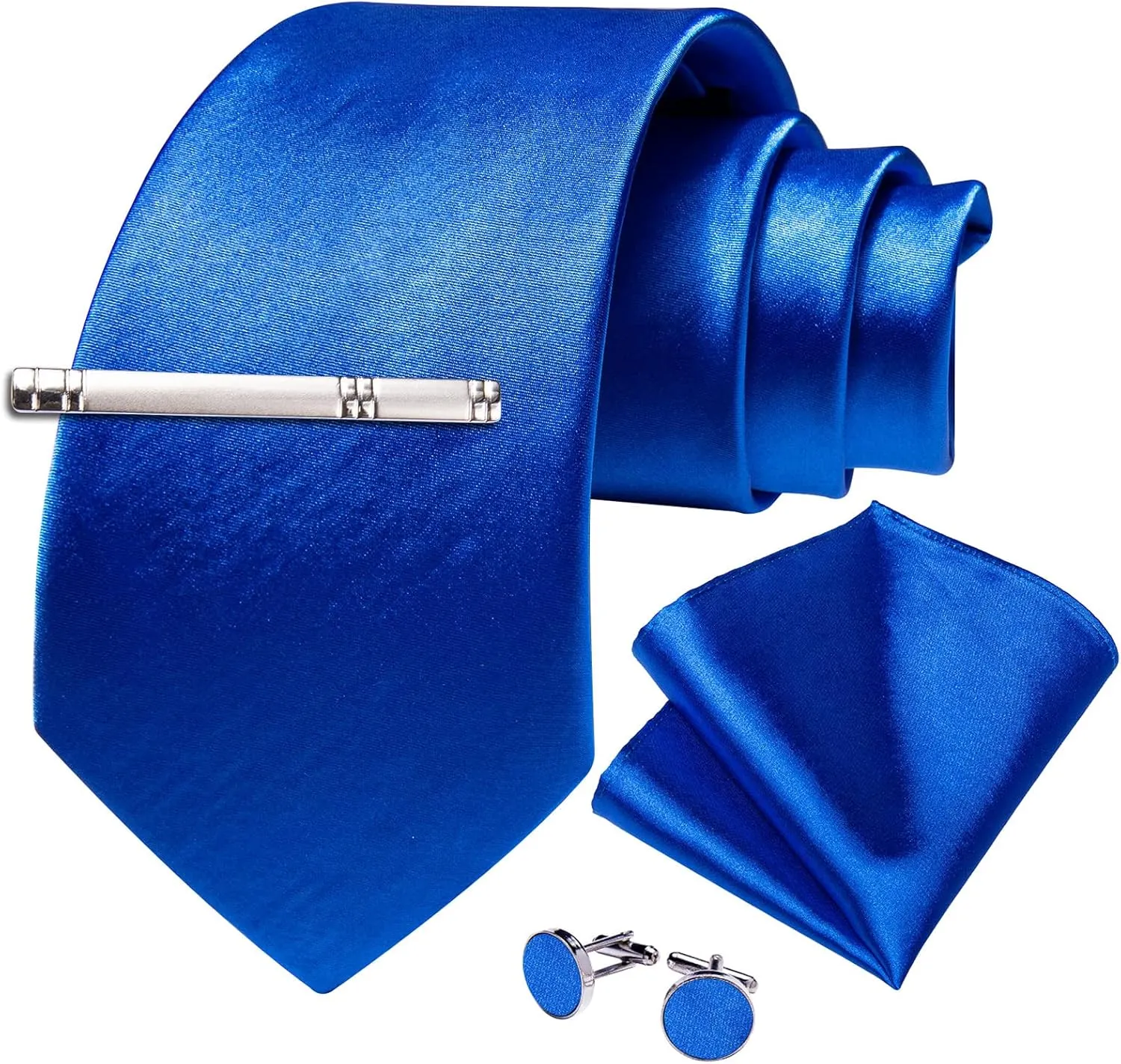 DiBanGu Men's Satin Suit Vest & Tie Set 5PCS Solid Color Dress Waistcoat for Suit or Tuxedo Wedding Party