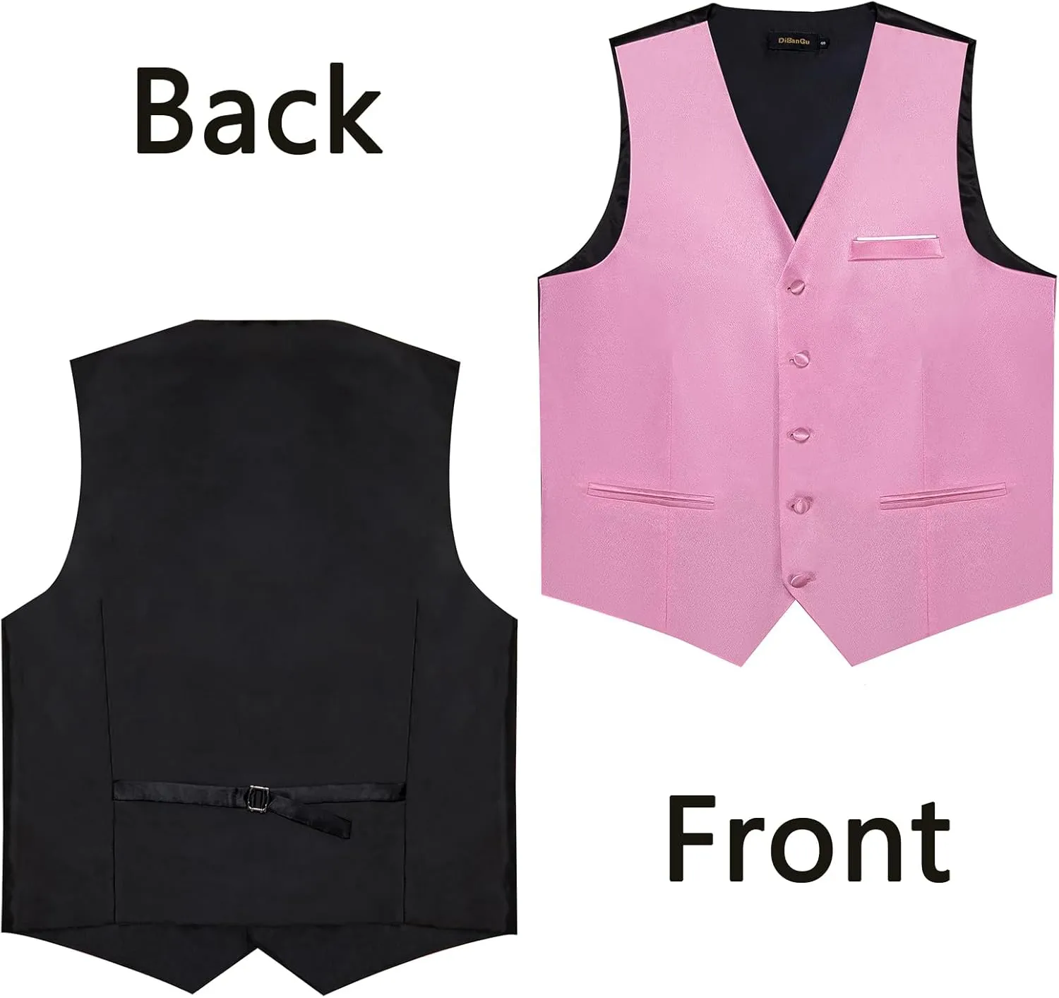DiBanGu Mens Suit Vest and Tie Set Solid Color Satin Waistcoat Necktie Wedding Party Casual Dress Vest for Tuxedo
