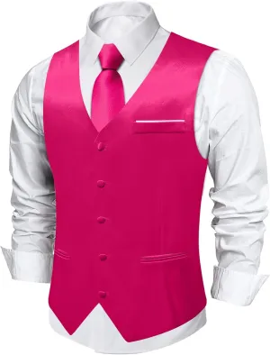 DiBanGu Mens Suit Vest and Tie Set Solid Color Satin Waistcoat Necktie Wedding Party Casual Dress Vest for Tuxedo