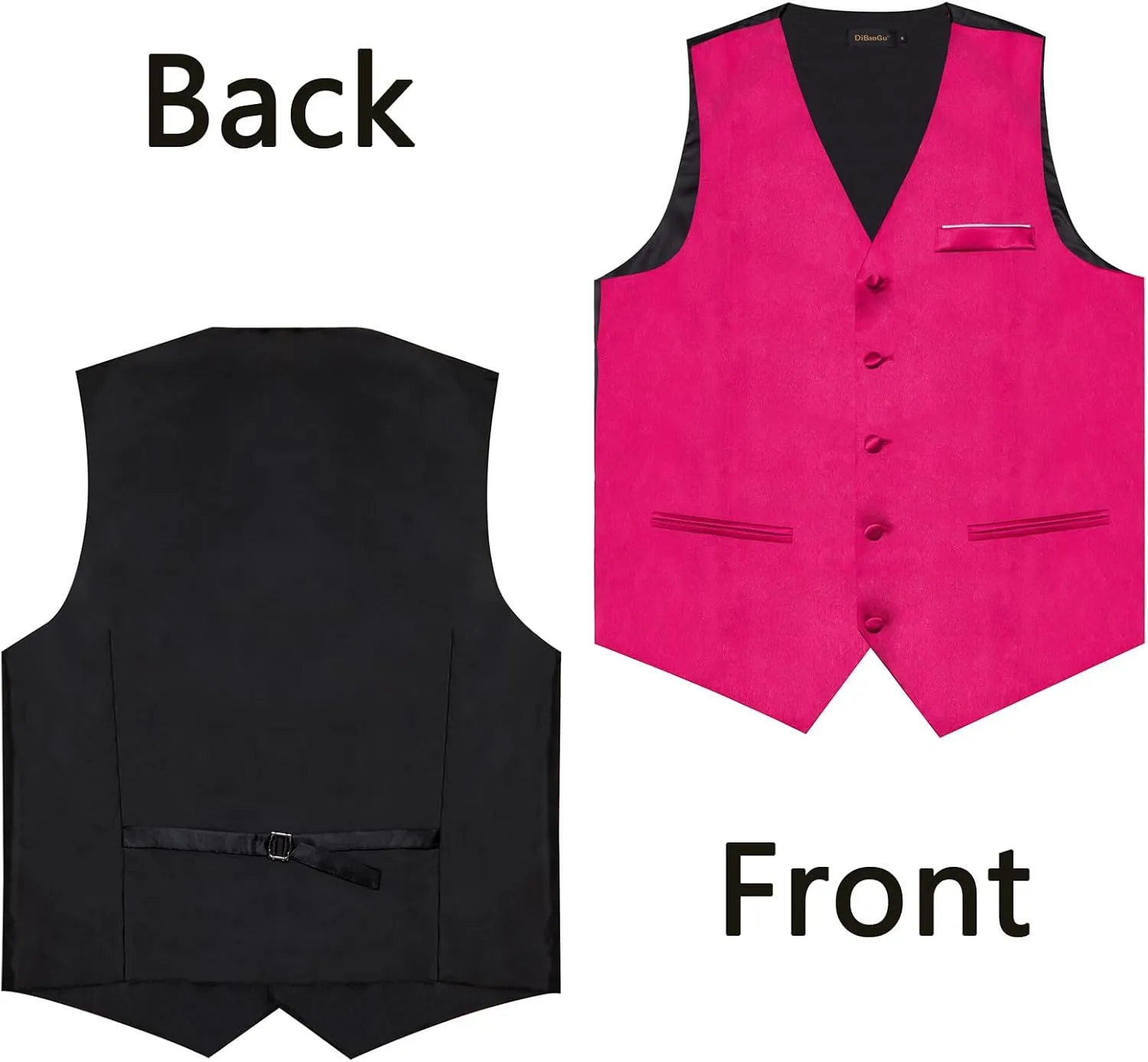 DiBanGu Mens Suit Vest and Tie Set Solid Color Satin Waistcoat Necktie Wedding Party Casual Dress Vest for Tuxedo