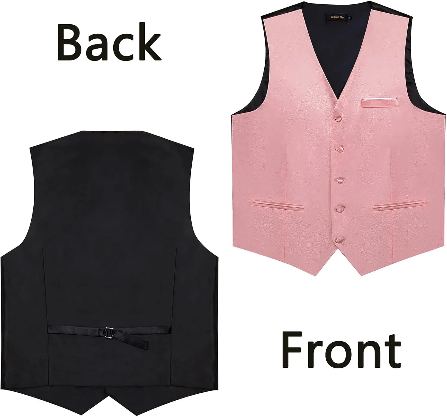 DiBanGu Mens Suit Vest and Tie Set Solid Color Satin Waistcoat Necktie Wedding Party Casual Dress Vest for Tuxedo