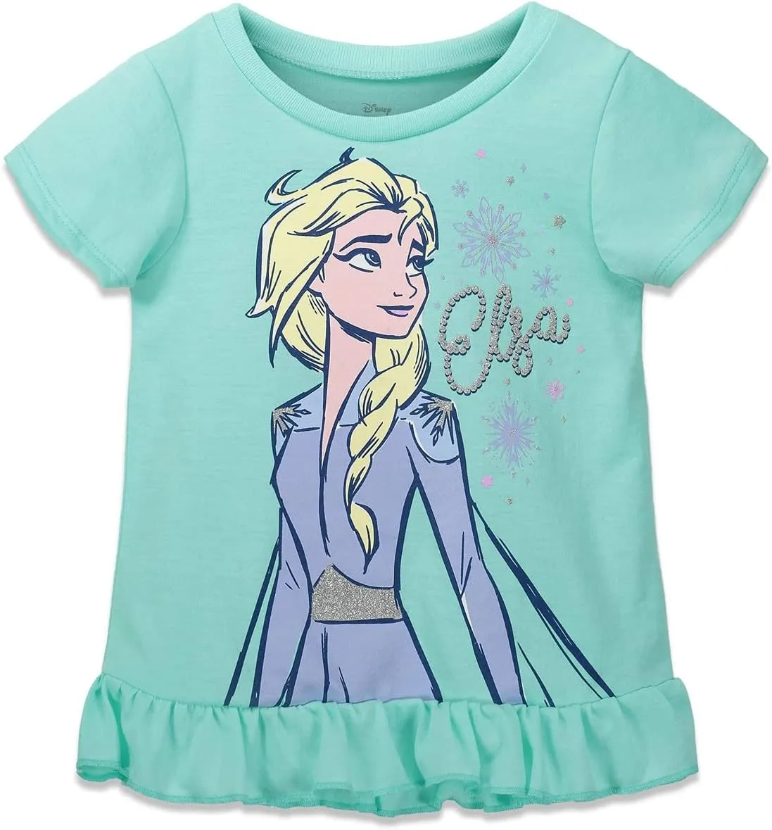 Disney Frozen Moana Princess Tiana Floral Peplum T-Shirt and French Terry Shorts Outfit Set Toddler to Big Kid