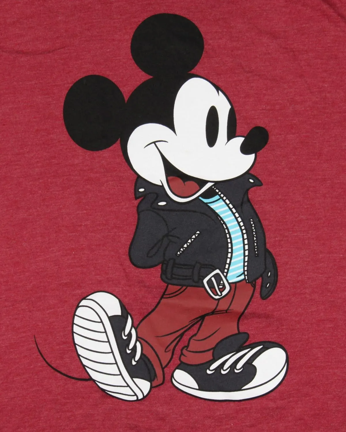 Disney Men's Mickey Mouse Hipster Leather Jacket Graphic Print Adult T-Shirt