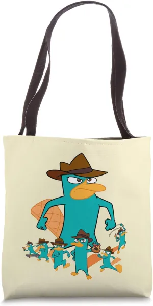 Disney Phineas and Ferb Perry the Platypus Agent P Poses Tote Bag