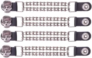 Dream Apparel Skull Authentic Leather Motorcycle Vest Extender for Men Biker Double Diamond Cut Chrome Chain 4PCS Per Set