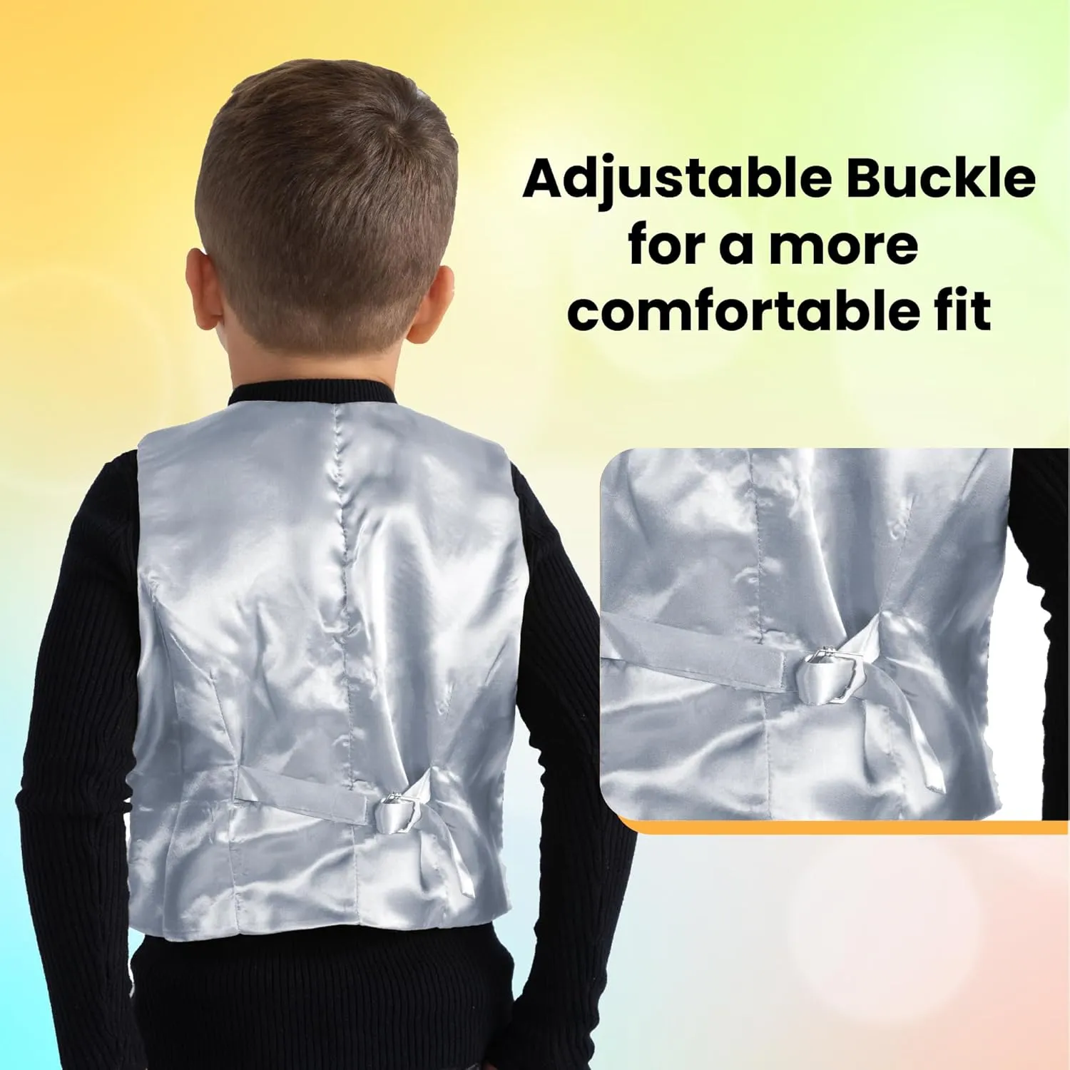Dress Up America Sequin Vest for Kids - Silver Shiny Dance Vest for Boys - Party Costume for Girls and Boys