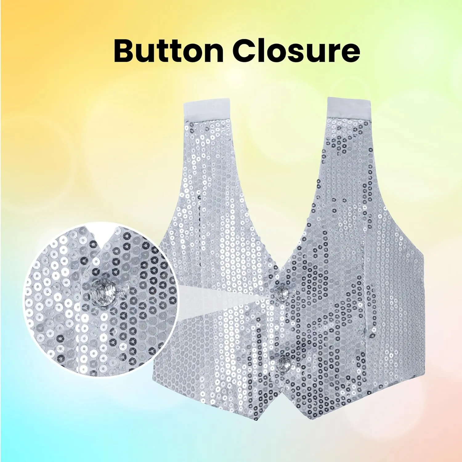 Dress Up America Sequin Vest for Kids - Silver Shiny Dance Vest for Boys - Party Costume for Girls and Boys