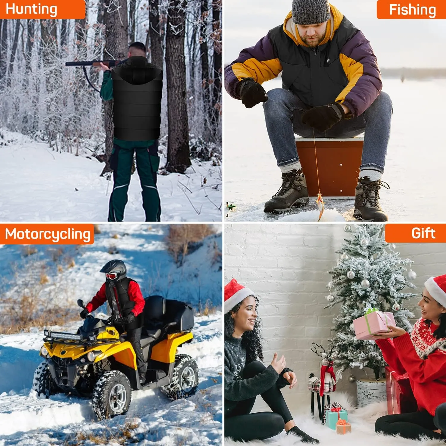 DR.PREPARE Heated Vest, Lightweight Heating Vest, 3 Heat Levels, 6 Heat Zones, Adjustable Size (Battery Not Included)