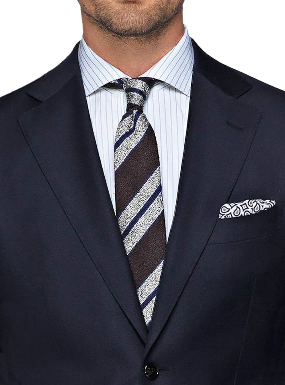 DTI GV Executive Italian Men's Two Button Wool Suit Jacket with Pant 2 Piece Set