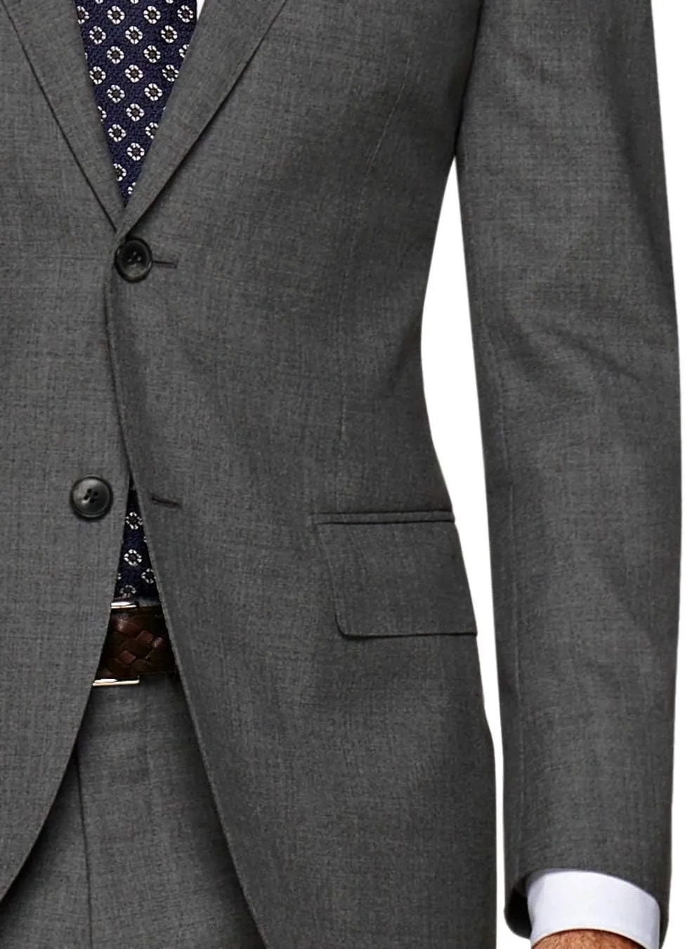 DTI GV Executive Italian Men's Two Button Wool Suit Jacket with Pant 2 Piece Set