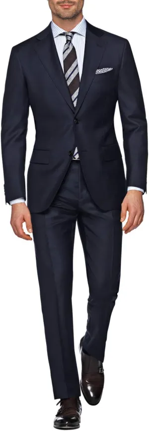 DTI GV Executive Italian Men's Two Button Wool Suit Jacket with Pant 2 Piece Set