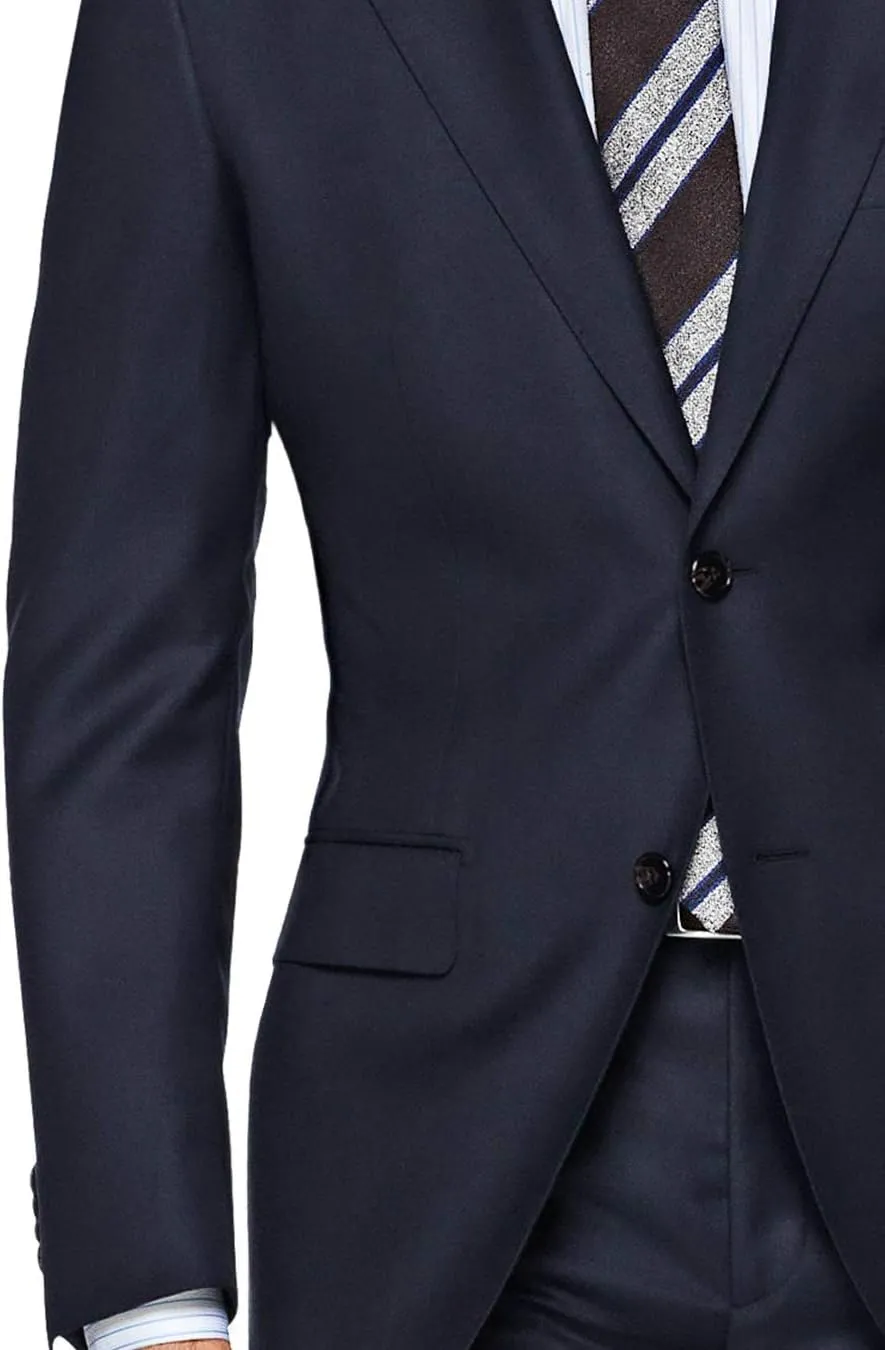 DTI GV Executive Italian Men's Two Button Wool Suit Jacket with Pant 2 Piece Set